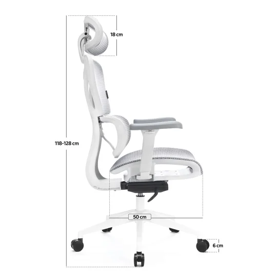 LEVANO SYSTEM Fotel ergonomiczny Control Series Biały - Zdjęcie 8