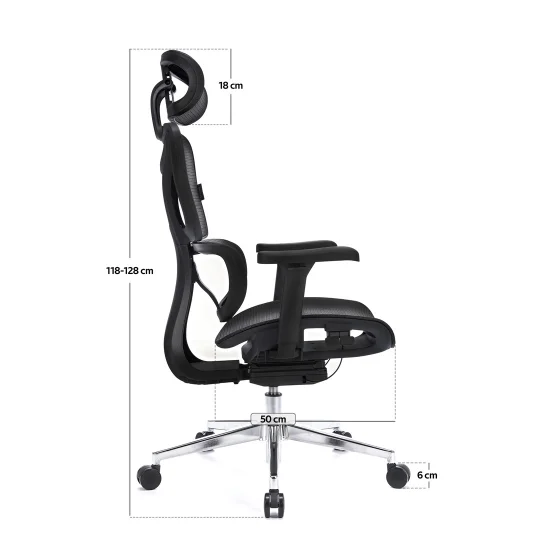 LEVANO SYSTEM Fotel ergonomiczny Control Pro Czarny - Zdjęcie 2