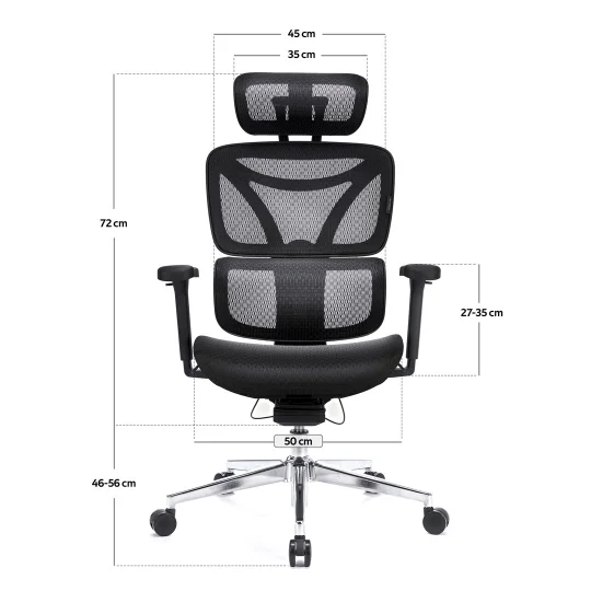 LEVANO SYSTEM Fotel ergonomiczny Control Pro Czarny - Zdjęcie 10