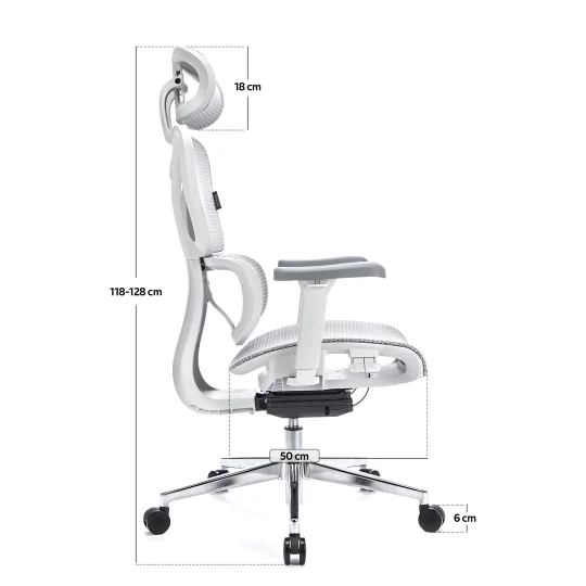 LEVANO SYSTEM Fotel ergonomiczny Control Pro Biały - Zdjęcie 2