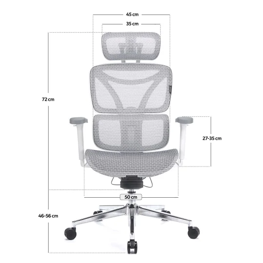 LEVANO SYSTEM Fotel ergonomiczny Control Pro Biały - Zdjęcie 10
