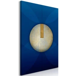 Obraz - W cieniu klasycznego błękitu (1-częściowy) - złote koło w abstrakcji