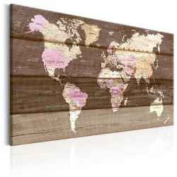 Obraz na korku - Drewniany świat [Mapa korkowa]