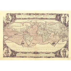 Fototapeta - Mapa świata w stylu retro - zarys kontynentów z napisami po łacinie