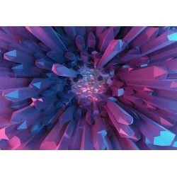 Fototapeta - Kryształ - geometryczna fantazja z elementami 3D w odcieniach fioletu