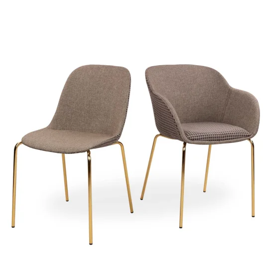 Krzesło tapicerowane SHELL - złote nogi - Zdjęcie 7