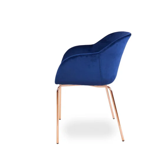 Krzesło tapicerowane SHELL - różowo złote nogi - Zdjęcie 3