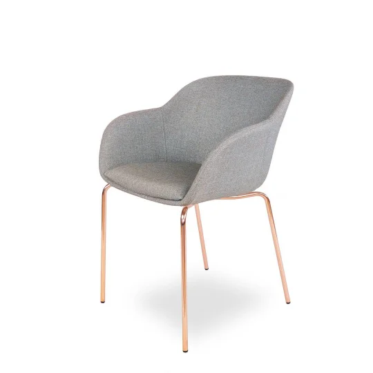Krzesło tapicerowane SHELL - różowo złote nogi