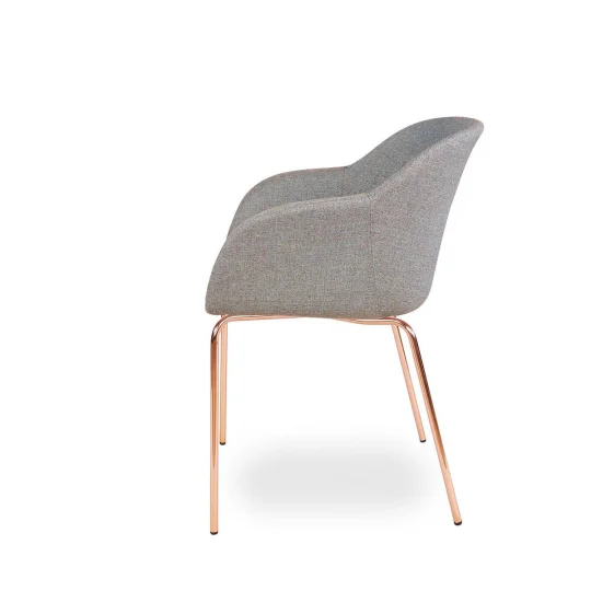 Krzesło tapicerowane SHELL - różowo złote nogi - Zdjęcie 3