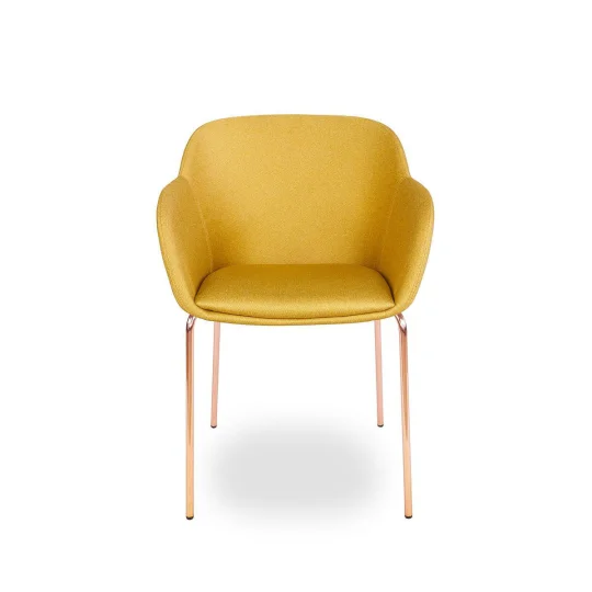 Krzesło tapicerowane SHELL - różowo złote nogi - Zdjęcie 2