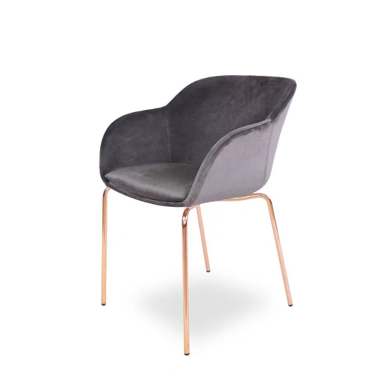 Krzesło tapicerowane SHELL - różowo złote nogi