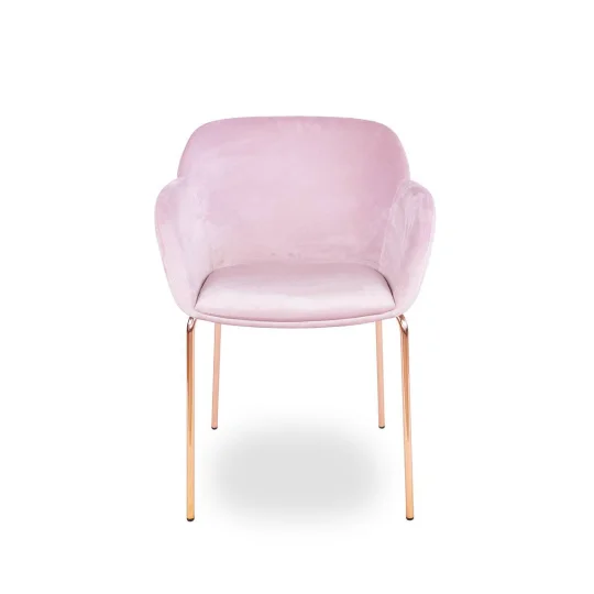 Krzesło tapicerowane SHELL - różowo złote nogi - Zdjęcie 2