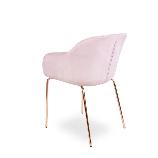 Krzesło tapicerowane SHELL - różowo złote nogi - Zdjęcie 4