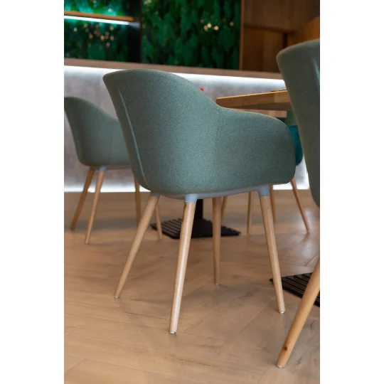 Krzesło tapicerowane SHELL - bukowe nogi - Zdjęcie 7