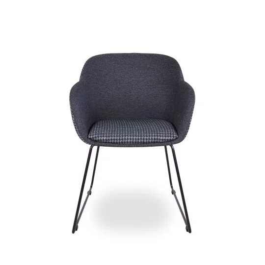 Krzesło tapicerowane SHELL - czarne płozy - Zdjęcie 2