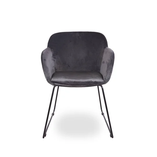 Krzesło tapicerowane SHELL - czarne płozy - Zdjęcie 2