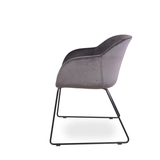 Krzesło tapicerowane SHELL - czarne płozy - Zdjęcie 3
