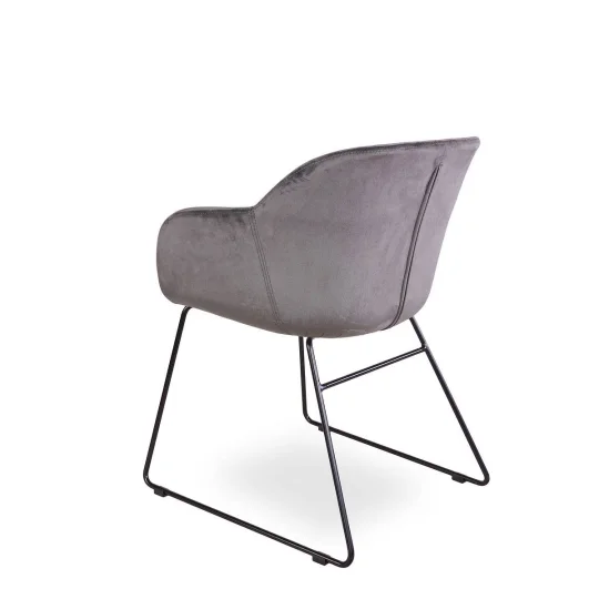 Krzesło tapicerowane SHELL - czarne płozy - Zdjęcie 4
