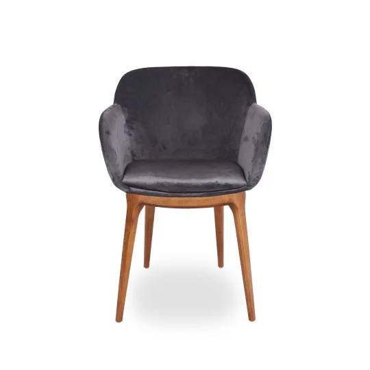 Krzesło tapicerowane SHELL - ciemne bukowe nogi - Zdjęcie 2
