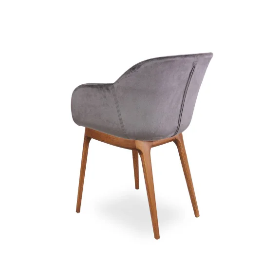 Krzesło tapicerowane SHELL - ciemne bukowe nogi - Zdjęcie 4