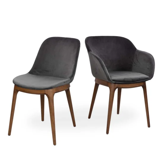 Krzesło tapicerowane SHELL - ciemne bukowe nogi - Zdjęcie 7