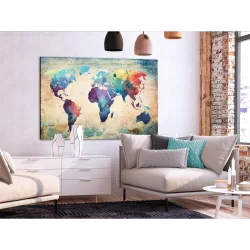 Obraz na korku - Kolorowa mapa świata [Mapa korkowa]