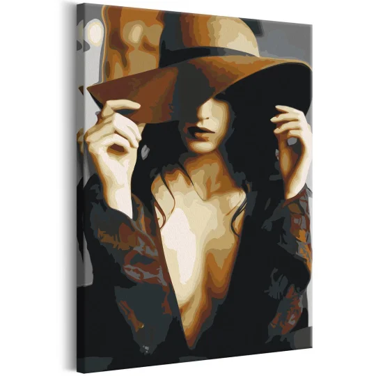 Obraz do samodzielnego malowania - Brązowy kapelusz - Zdjęcie 3