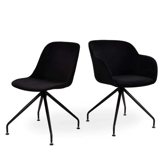 Obrotowe krzesło tapicerowane SHELL - czarne nogi - Zdjęcie 6