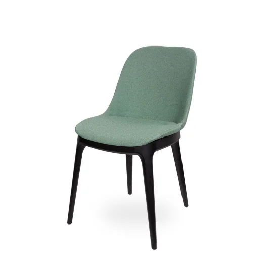 Krzesło tapicerowane SHELL 2 - czarne bukowe nogi