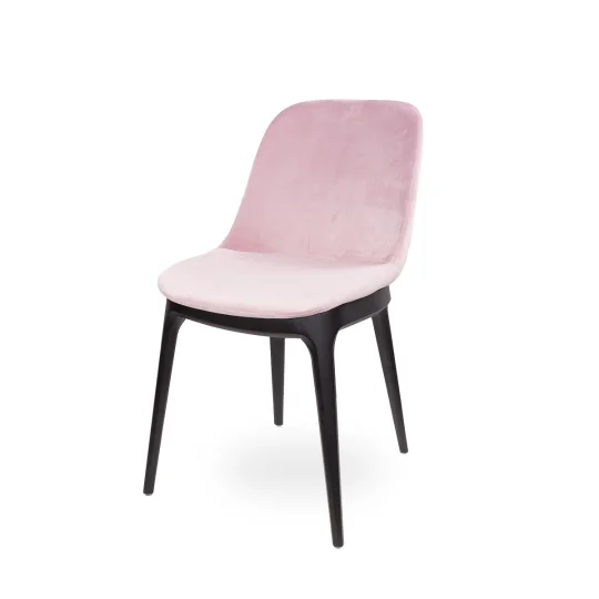Krzesło tapicerowane SHELL 2 - czarne bukowe nogi