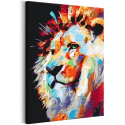 Obraz do samodzielnego malowania - Portret kolorowego lwa