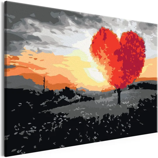 Obraz do samodzielnego malowania - Drzewo w kształcie serca (wschód słońca) - Zdjęcie 3