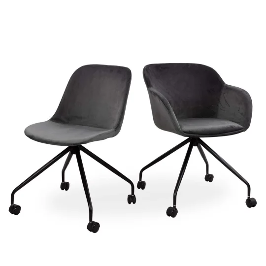 Obrotowe krzesło tapicerowane SHELL - czarne nogi na kółkach - Zdjęcie 5