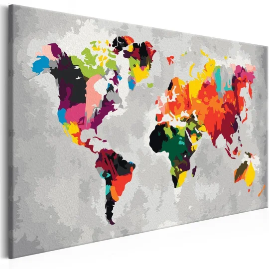 Obraz do samodzielnego malowania - Mapa świata (jaskrawe kolory) - Zdjęcie 3