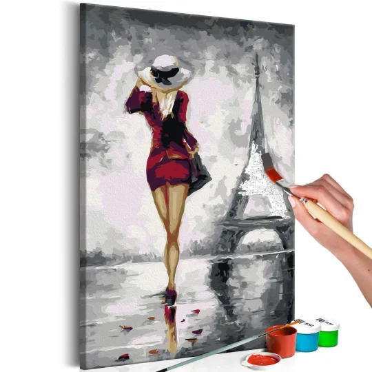 Obraz do samodzielnego malowania - Paryżanka - Zdjęcie 2