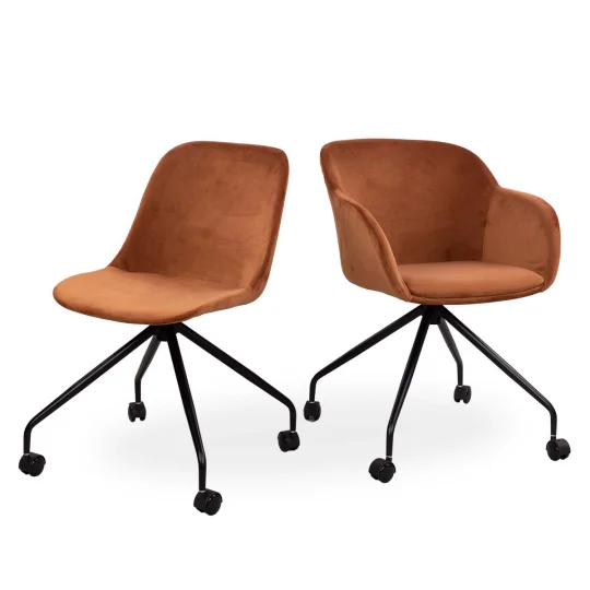 Obrotowe krzesło tapicerowane SHELL - czarne nogi na kółkach - Zdjęcie 6