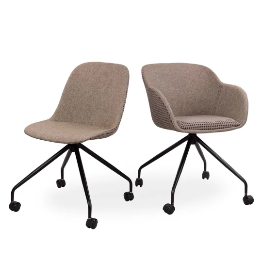 Obrotowe krzesło tapicerowane SHELL 2 - czarne nogi na kółkach - Zdjęcie 6