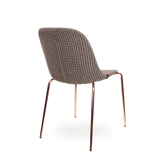 Krzesło tapicerowane SHELL 2 - różowo złote nogi - Zdjęcie 2