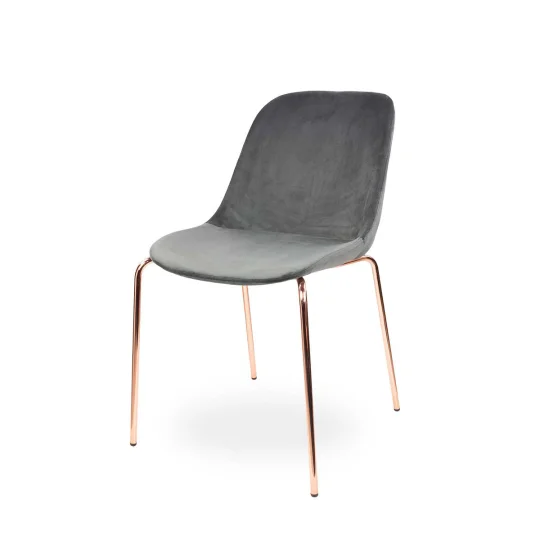 Krzesło tapicerowane SHELL 2 - różowo złote nogi