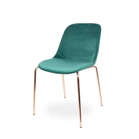 Krzesło tapicerowane SHELL 2 - różowo złote nogi