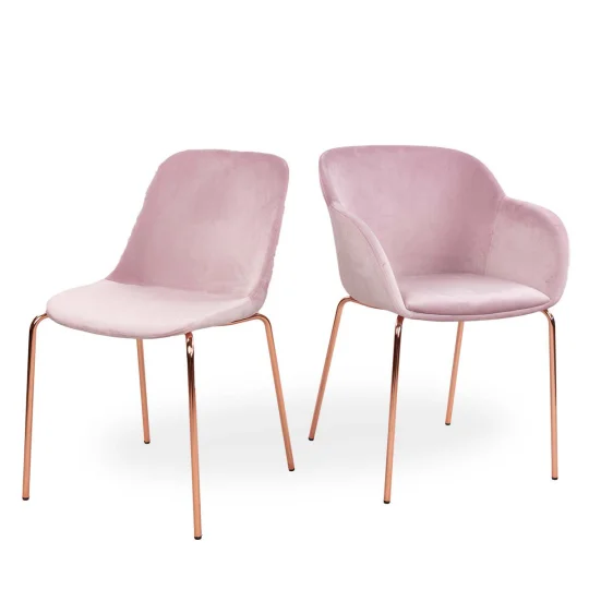 Krzesło tapicerowane SHELL 2 - różowo złote nogi - Zdjęcie 6