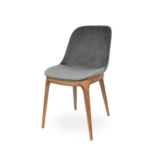 Krzesło tapicerowane SHELL 2 - ciemne bukowe nogi
