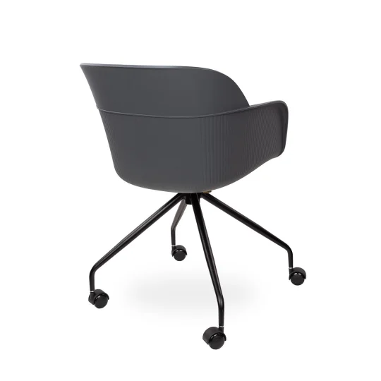 Obrotowe krzesło SHELL - czarne nogi na kółkach - Zdjęcie 2