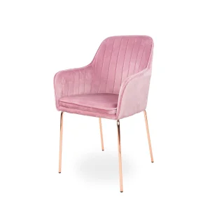 Krzesło tapicerowane MUNIOS 2 - różowo złote nogi