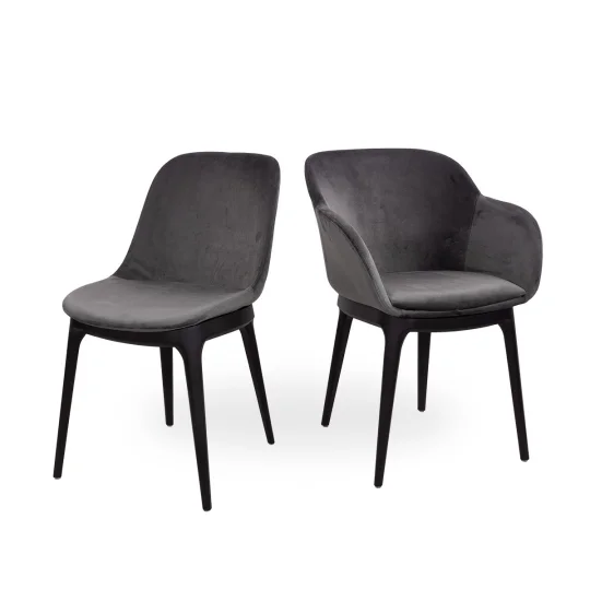 Krzesło tapicerowane SHELL - czarne bukowe nogi - Zdjęcie 4