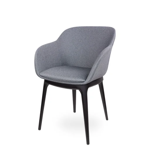 Krzesło tapicerowane SHELL - czarne bukowe nogi