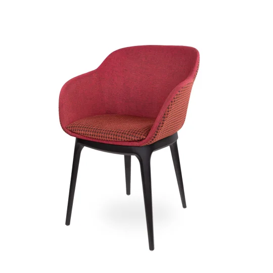 Krzesło tapicerowane SHELL - czarne bukowe nogi