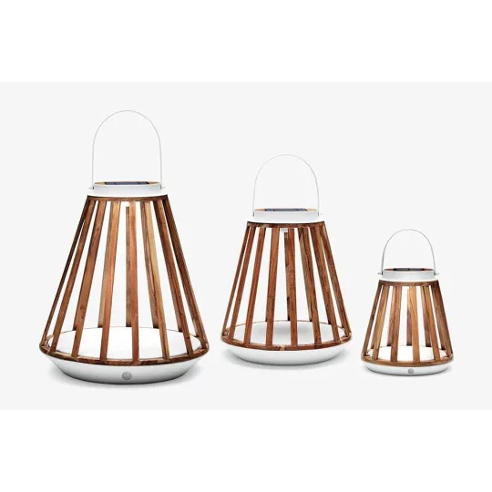 Lampa solarna Mrs. Solar Kate teak biała M - Zdjęcie 3