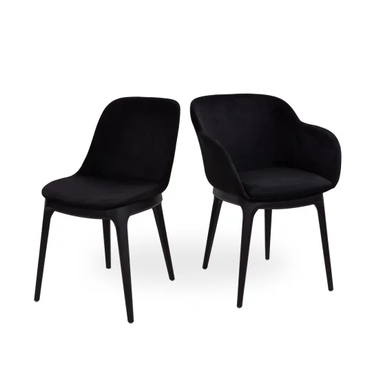 Krzesło tapicerowane SHELL - czarne bukowe nogi - Zdjęcie 6