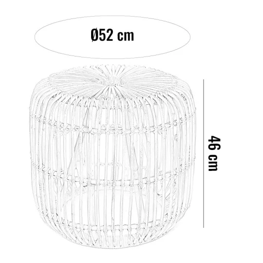 Stolik / puf rattanowy CANNES 52 cm naturalny - Zdjęcie 3